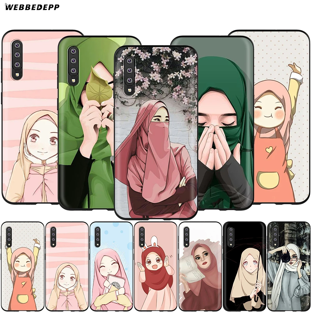 Webbedepp милые мусульман девушка чехол для Samsung Галактики S7 S8 S9 S10 Edge Plus Note 10 8 9 A10 A20 A30