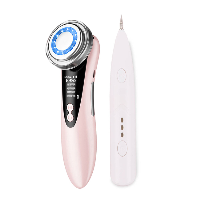 Pen + Facial Massager Beauty Skin Care Sets Freckle Remove Pen Wart Remover Mole Pen LED Photon Skin Rejuvenation Tools
