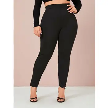 

Plus Size 4XL Women Pencil Pants Casual Elastic High Waist Skinny Trousers Black Stretch Pants Fitness Workout Long Leggings