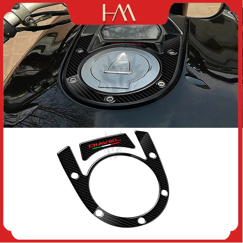 

3D Carbon-look Motorcycle Tank Pad Protection Fuel Cap Compatible Case for Ducati Diavel Models