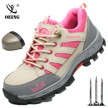 

2019 New Steel Toe Work Women Work Boots For Mesh Women Lightweight Breathable Anti-smashing Non-slip Protective Safety Shoes
