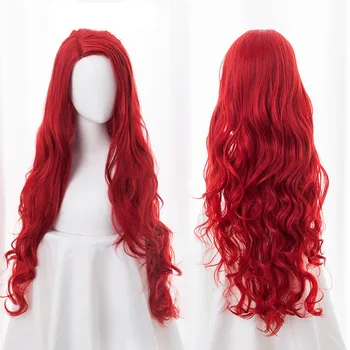 

Morematch Movie Aquaman Mera Cosplay Wig 80cm Red Long Curly Wavy Heat Resistant Synthetic Hair Women Party Wig + Wig Cap