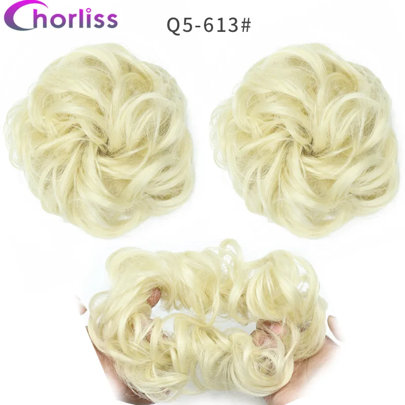 Синтетические кудрявые резинки для волос шиньон для женщин Chorliss Hair wrap Rope головной убор натуральный блонд коричневый поддельные волосы булочки аксессуары - Цвет: 613