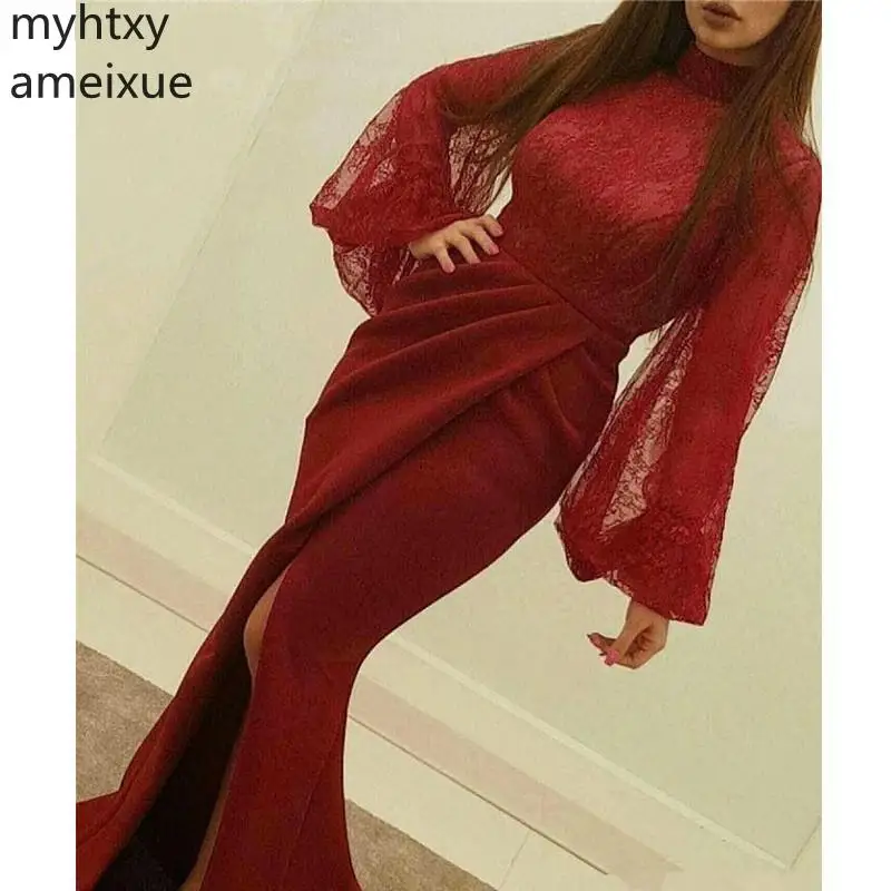 

Red New Arrival Plus Sizeevening Custom Dresses Long 2019 Side Slit Robe Event De Soiree Mermaid Dress Burgundy Gown Ever Pretty