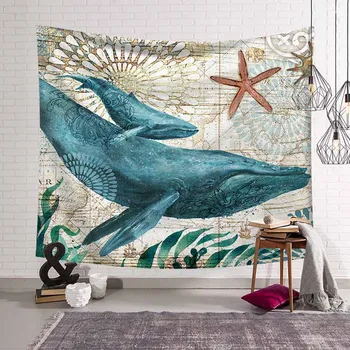 

Marine Life Turtle Tapestry Wall Hanging Home Decoration Polyester Wall Cloth Shell Printed Tapestries Wall Carpet