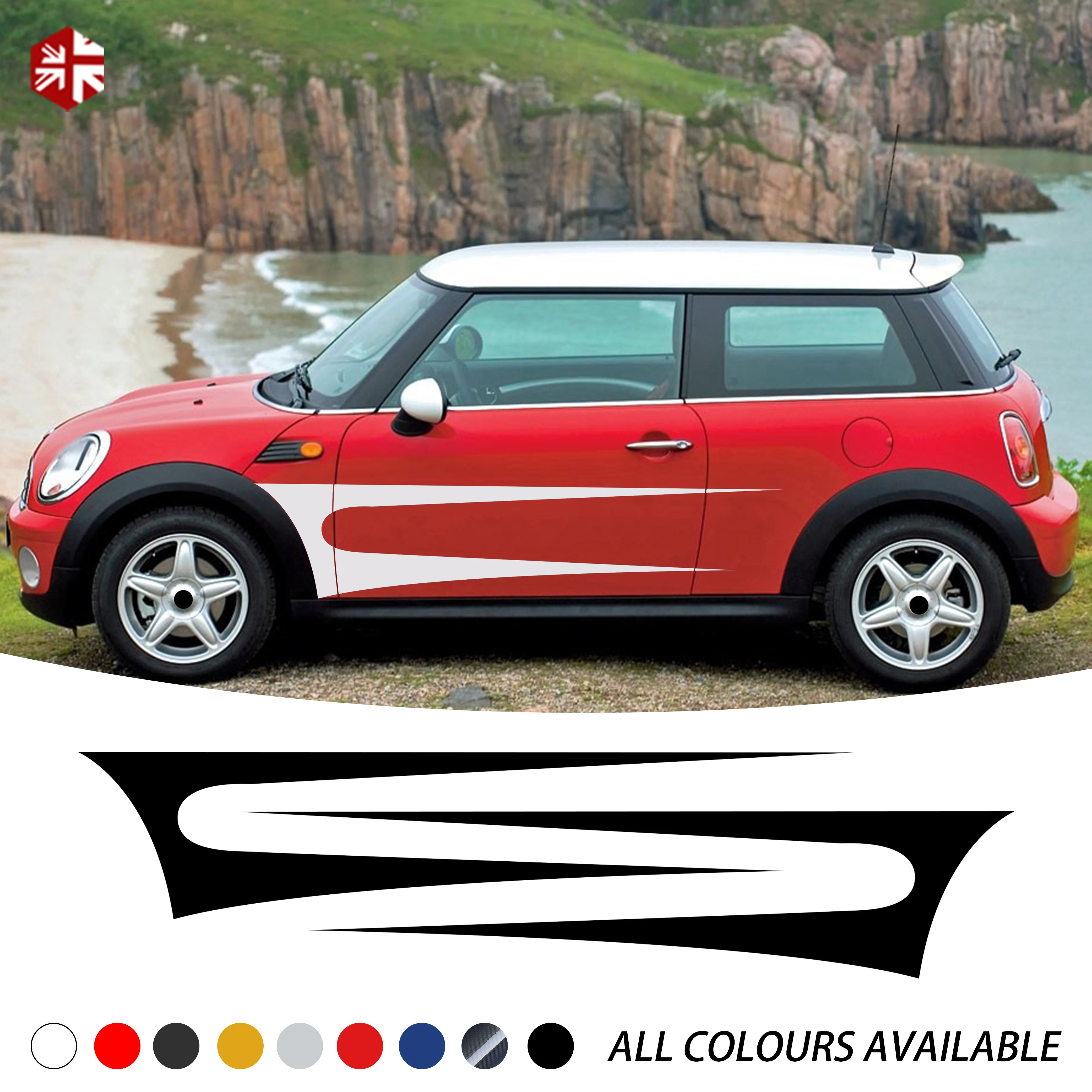 

2X Car Styling Door Side Stripes Sticker Body Graphics Vinyl Decal For MINI Cooper S R56 2006-2013 One JCW Accessories