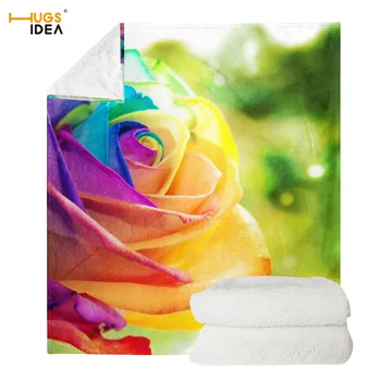 

HUGSIDEA Colorful 3D Rose Printing Sofa Fleece Blanket Flower Super Soft Flannel Blanket for Adult Kids Polyester Floral Blanket