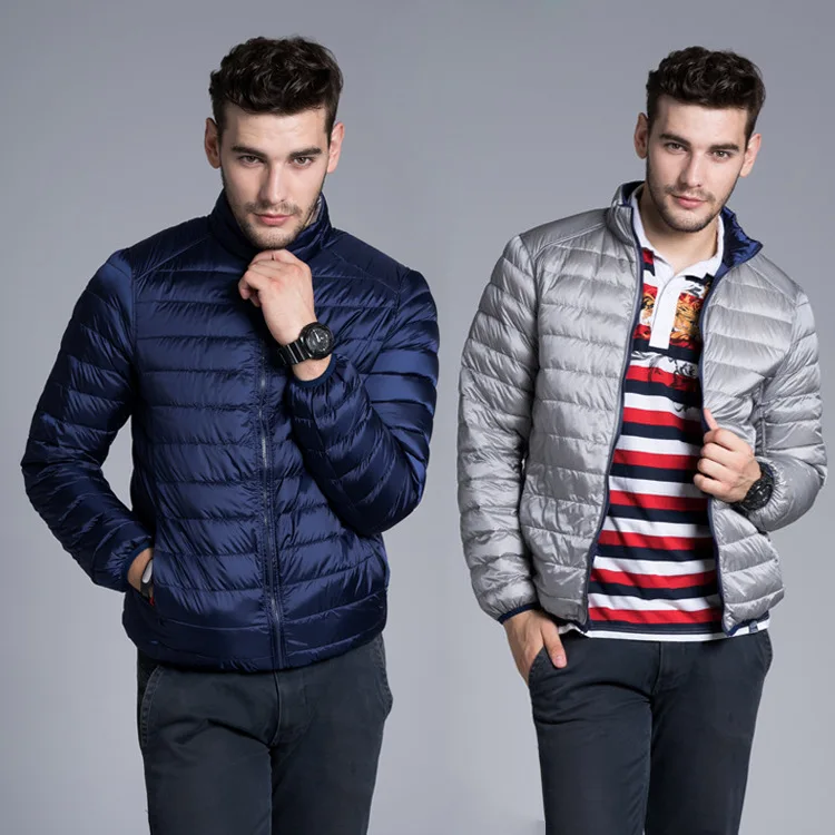 Off Season Sale Autumn And Winter Thin Double-sided down Jacket Men's Stand Collar Large Size Short-Style Reversible