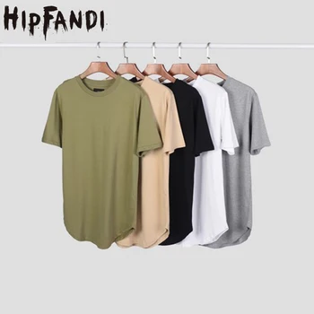 

HIPFANDI New streetwear Men Extended kanye West T-shirt Cotton Swag Mens T shirts solid Hip Hop T shirt Men's Tees Top