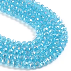 Elegant Faceted Black Crystal Glass Beads for DIY Jewelry and Crafting - Round Rondelle Shape, Various Sizes for Bracelets and Necklaces, Wholesale (Blue)