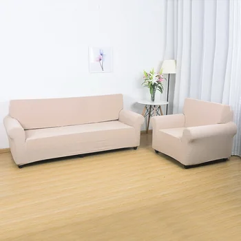 

Hot Fashion 4 Sizes Solid Color Knitted Cotton Sofa Cover Slipcovers All-inclusive Couch Case For Different Shape Sofa