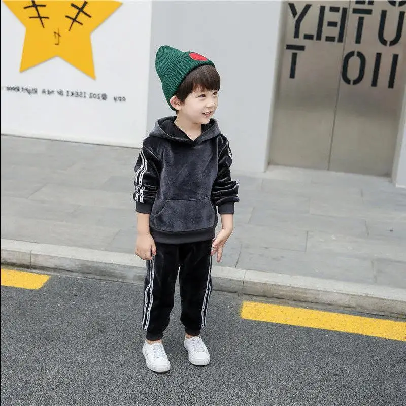 

Autumn Baby Boy Girl Long Sleeve Stripe Print Hoodie Sweatshirt Tops+Pants Trouser Costume Set