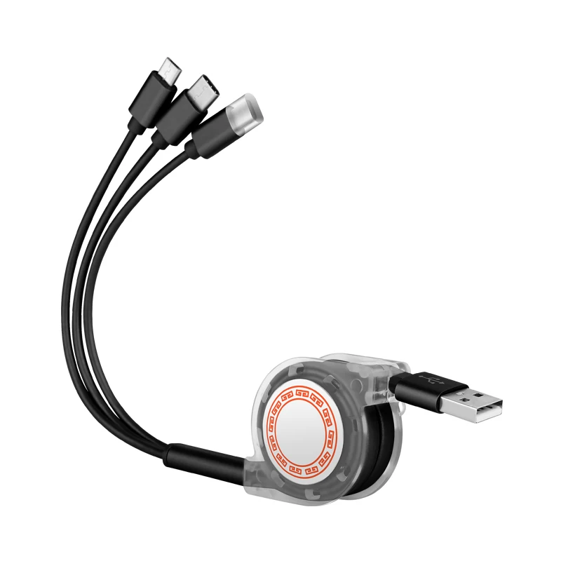 Горячий sellMobile телефон Дата-кабель для зарядки кабель Android 3 в 1 телескопический кабель для передачи данных мини-USB смарт-устройств Usb кабель удлинитель - Цвет: Черный