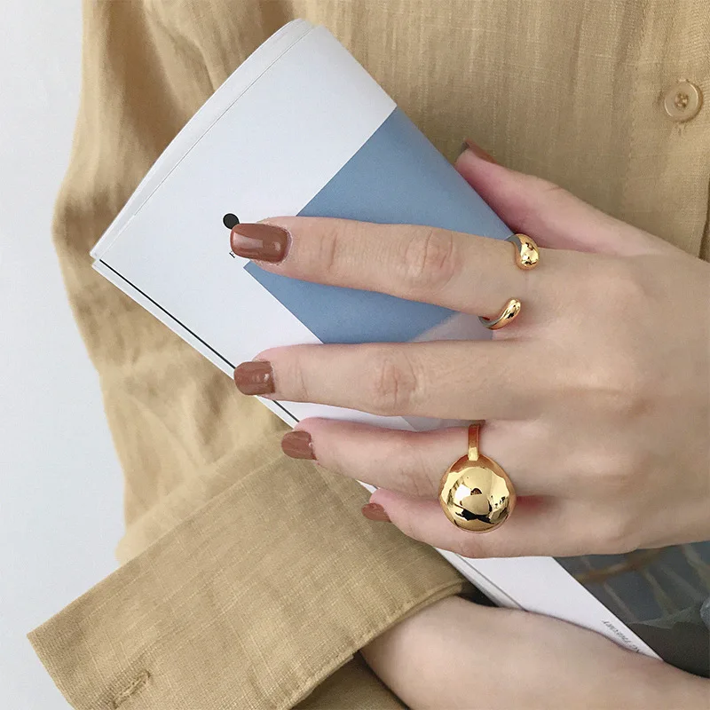 Silvology 925 стерлингового серебра глянцевые капли воды кольца Высокое качество минималистский Корейский стиль кольца для женщин серебро 925 ювелирные изделия