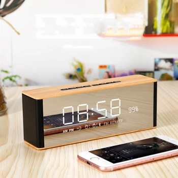 

Bluetooth Speaker Digital Alarm Clock Radio Mirror Display Led Display Modern Wireless Call Snooze Function Table Clock