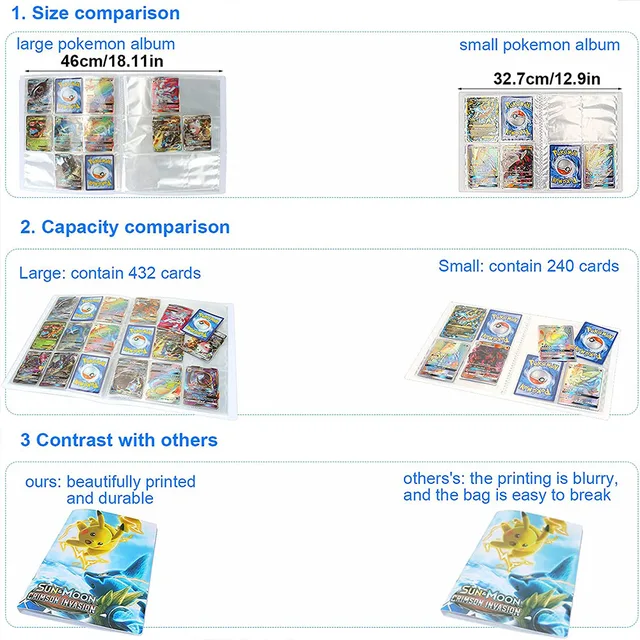 Cartoon 9 Pocket 432 Card Pokemon Album Book Anime Map Game Pokémon cards Collection Holder Binder Folder Top Toys Gift for Kids 6
