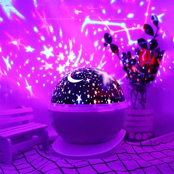 

Explosion model fantasy rotating starry sky projection night light novelty creative USB light projector LED table lamp