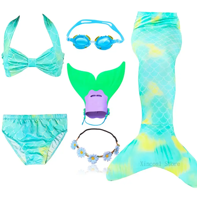 Package 1 New Arrival Mermaid Tails with Garland or with Monofin Flipper Bathing Suit for Swimming Swimsuit Ariel Mermaid Cosplay Costume - Цвет: Package 1