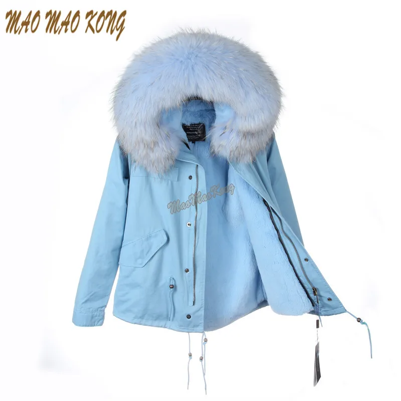 FURTJY, женские зимние парки, большая парка с натуральным мехом, синяя утепленная куртка с подкладкой из искусственного меха - Цвет: Color 8