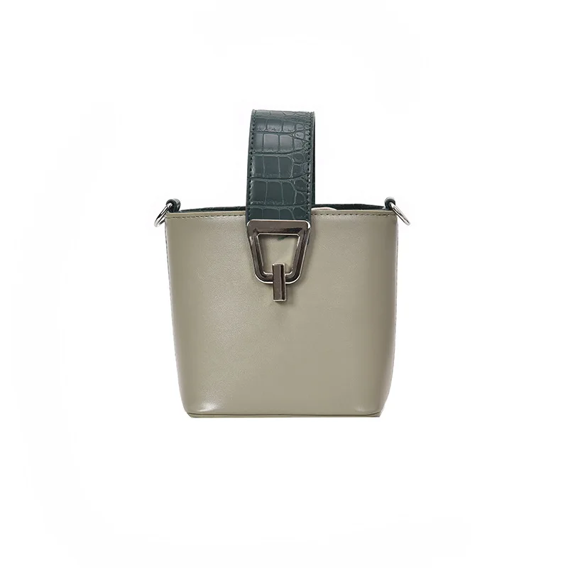 new bucket bag crocodile pattern hand bill of lading shoulder slung women's bag - Цвет: Небесно-голубой