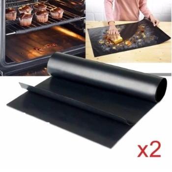 

2 Pcs/set Of 40x33cm Reusable Non-stick Barbecue Mat PTFE Barbecue Cooking Teflon Liner Cookware Mat Microwave Oven Tool Kitchen