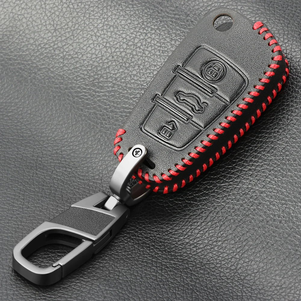Car Key Fob Flip Folding Remote Leather Cover Case Skin Car styling for