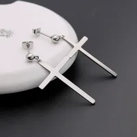 Charming Fashion Punk Gothic Stainless Steel Stud Earring Cross Pendant Cartilage Earrings For Cool Women Girl Gifts 2