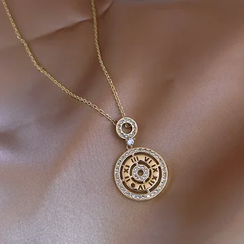 

Micro Pave Lettered Pendant Necklace Women Choker Simple Elegant Necklace