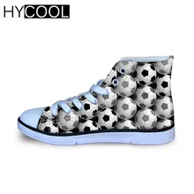 HYCOOL, детские кроссовки, Футбольная детская обувь с принтом, с рисунком мяча для девочек и мальчиков, высокие парусиновые кроссовки для бега