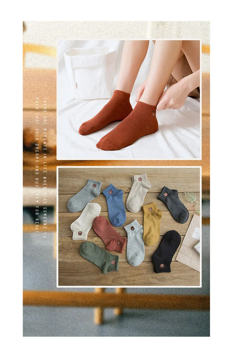 10 шт. = 5 пар, женские носки с вышивкой, веселые модные короткие носки, женские хлопковые летние носки, 1 пара
