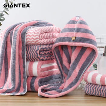 GIANTEX 3pcs del Cotone Set di Asciugamani Da Bagno Super Assorbente Telo da bagno Asciugamani Per Il Viso Per Adulti Tovagliolo de bain toallas recznik