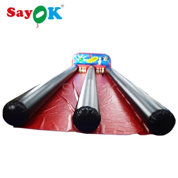 شراء 10x3m PVC نفخ البولينج زقاق البولينج حارة البولينج الشريحة مجموعة مع نفخ مجموعة بولينج أطفال و دبابيس للأطفال والكبار