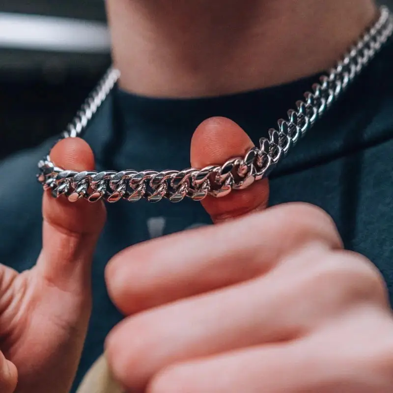 CUBAN LINK 3 TO 7 MM STAINLESS STEEL NECKLACE FOR MEN CHOKER JEWELRY