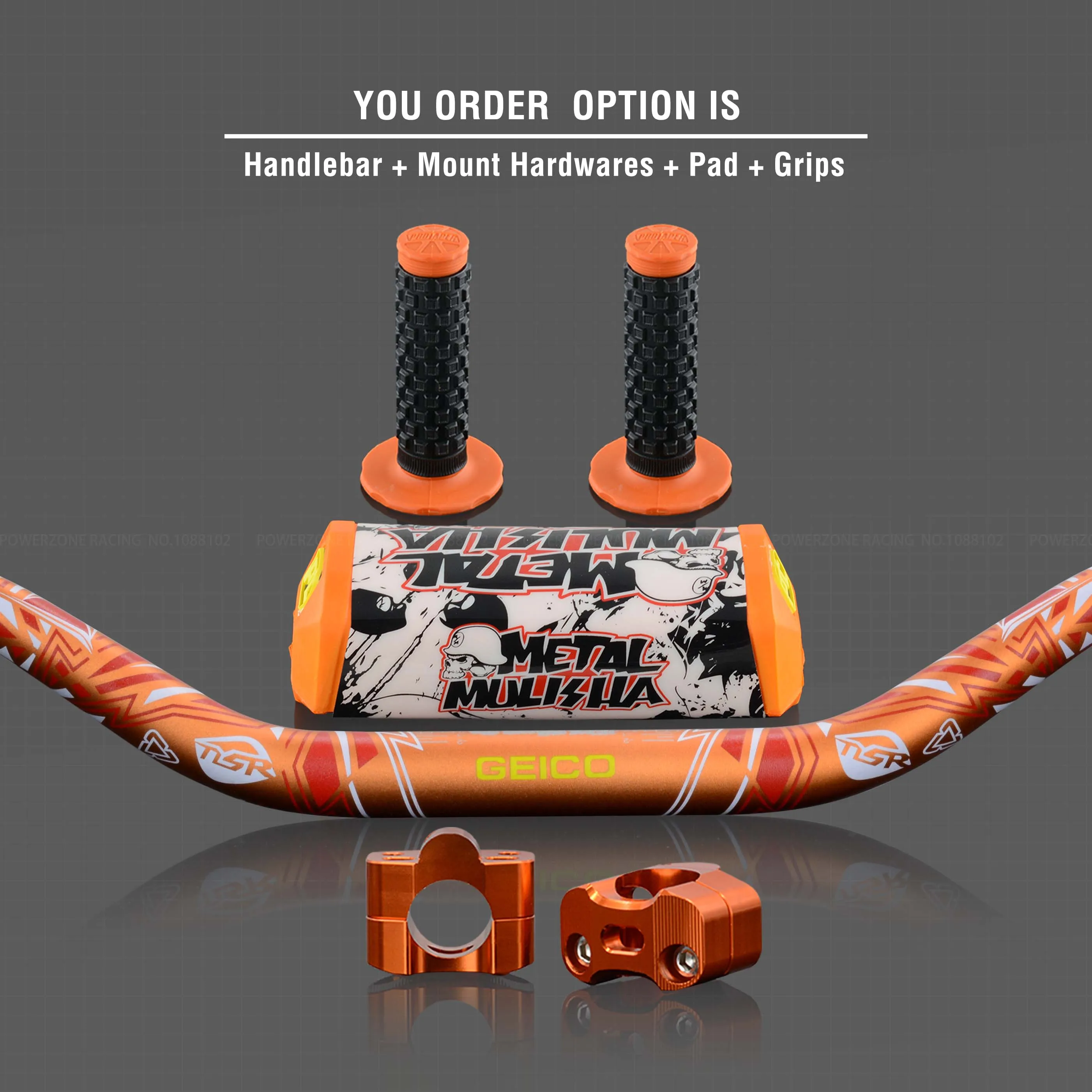 Orange Full Kit Руль для Pro Taper Pack Bar 1-1/" Классическая дверная ручка барные Колодки Ручки Pit Pro Racing Dirt Pit Bike мотоцикл с адаптер cnc - Цвет: Orange Full Kit
