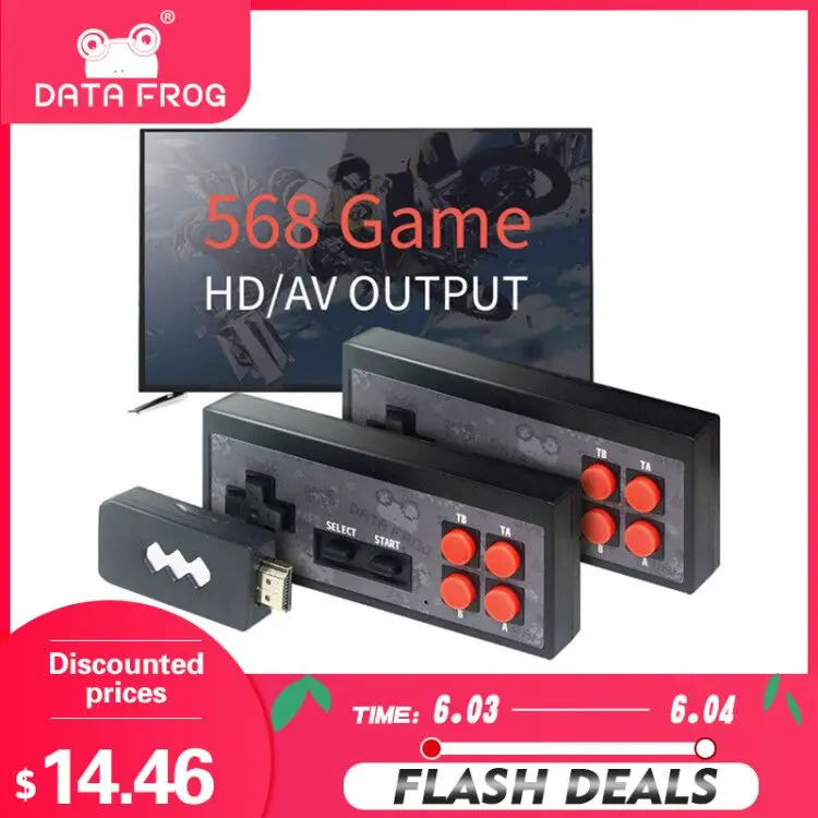 Портативная ТВ видео игровая консоль Data Frog, USB, беспроводная, 620 встроенных классических 8 битных игр, мини пульт, 2 геймпада, AV выход|Портативные игровые консоли|   | АлиЭкспресс