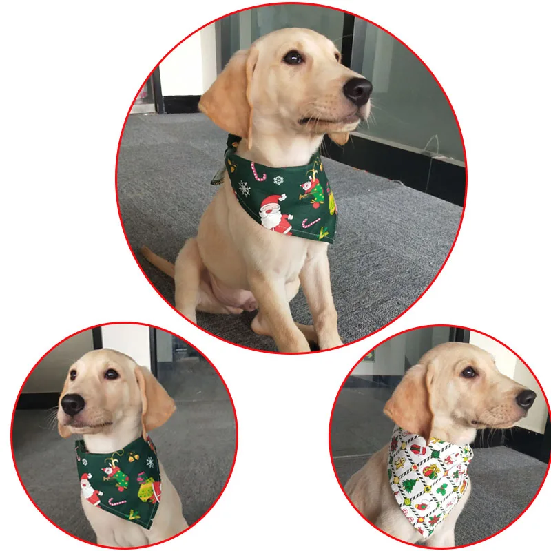 100pcs Christmas Pet Products Dog Bandana Cotton Dog Cat Bandanas/Scarf/Bibs Printing Samll-Large Dog Grooming Accessories