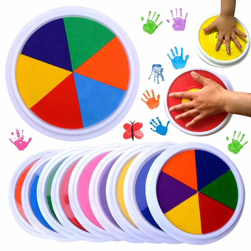 Забавная 6 цветов чернильная прокладка для печати Сделай Сам пальчиковая живопись ремесло кардмейдинг для детей Монтессори Рисование игрушки Обучение Образование малыш