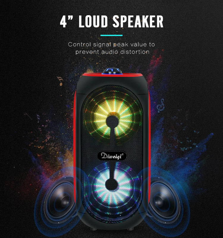 Multifuctional handsfree portable wireless speaker for home ourdoor poweful sound rechargeable with bulit-in mic