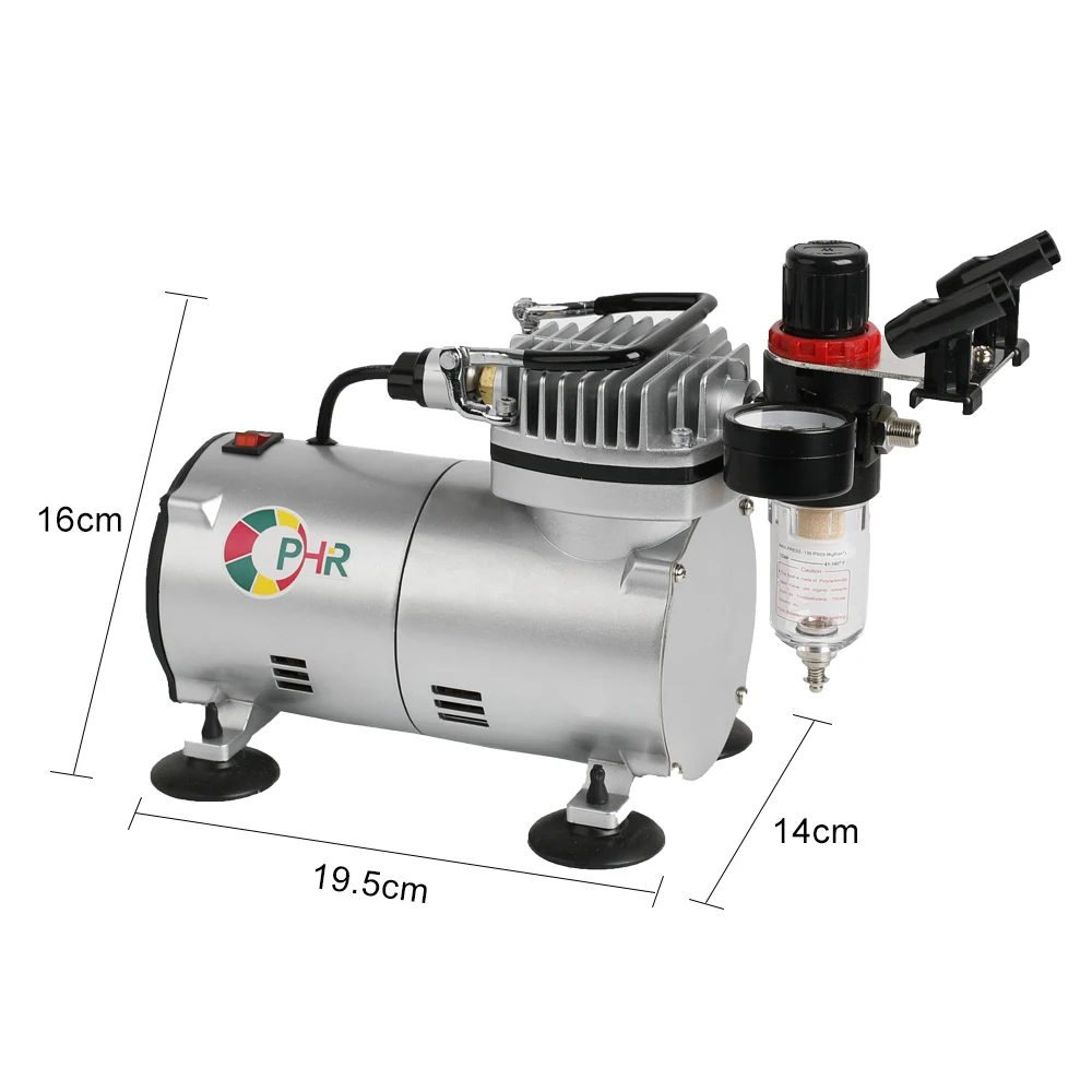 OPHIR 2 Dual-Action Airbrush Kit with PRO Air Compressor for Model Paint 110V 220V Cake Airbrush Compressor Set_AC089+004+069