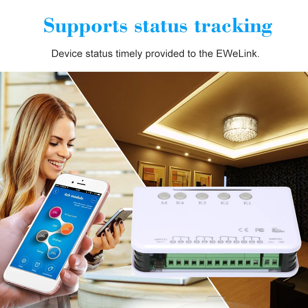Беспроводной переключатель eWeLink 4 канальный DC 5 В Wi Fi таймер телефонный пульт