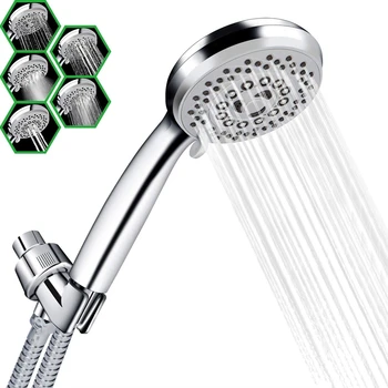 

Promotion! Handheld Shower Head with Hose 5 Spray Settings High Pressure Shower Head Massage Spa Detachable Hand Held Shower Hea