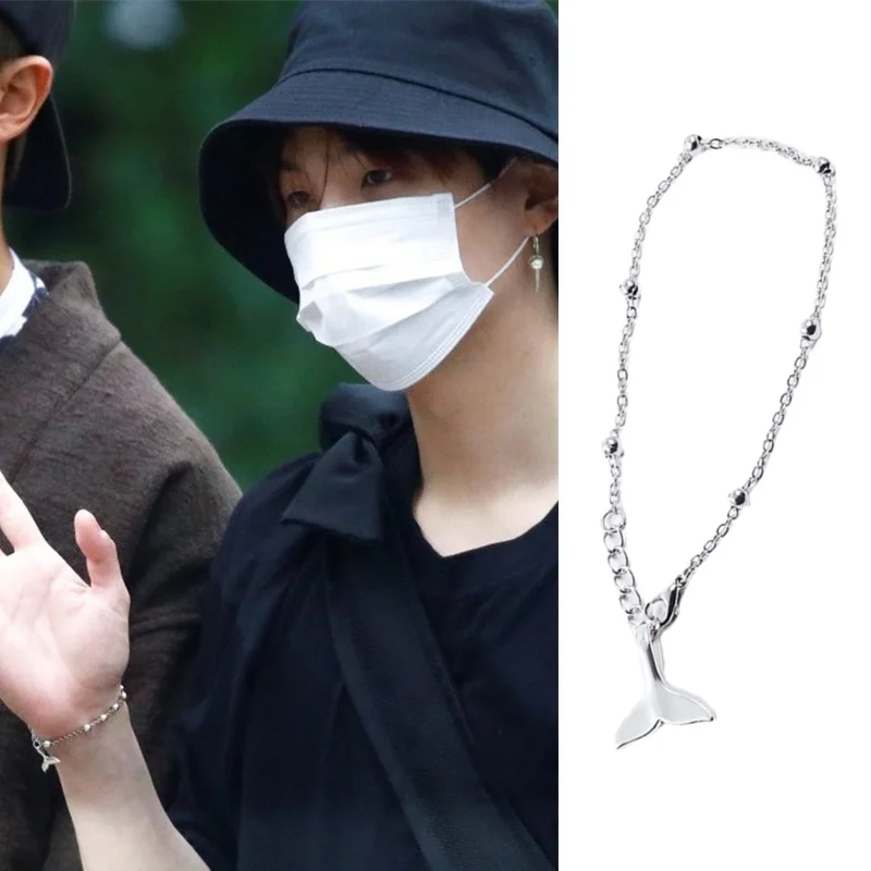 Kpop Bangtan Boys SUGA браслет с подвеской в виде хвоста дельфина из нержавеющей стали