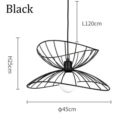 Креативный художественный кухонный подвесной светильник, Золотое серебро, черное железное бра, E27 светодиодный подвесной светильник, освещение для домашнего интерьера, светильники - Цвет корпуса: Black 45CM