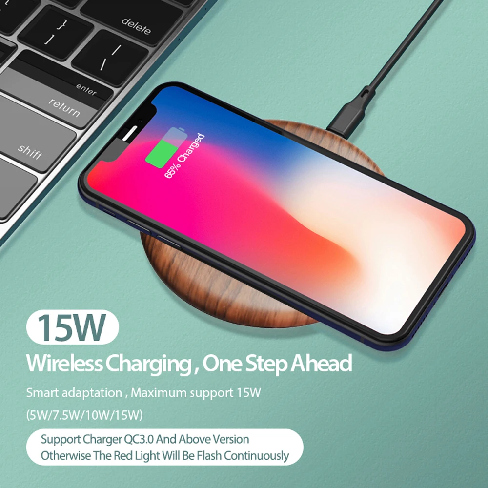 Ascromy Wood 15 Вт Быстрое беспроводное зарядное устройство для iphone Xs Max/XR/X huawei Mate20 P30 Pro/RS Galaxy S10 Xiaomi индукция