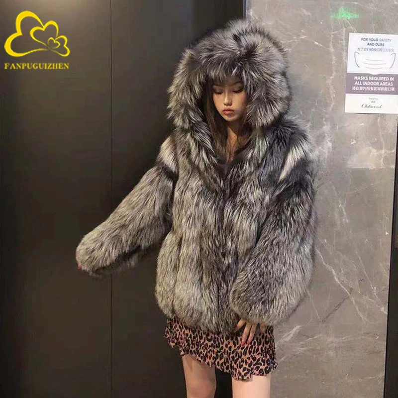 FANPUGUIZHEN Faux Fox Fur Coat Winter Fake Fur Jacket Fashion Mink Outwear Thick Women's Overcoat Women's Jacket waterproof puffer coat