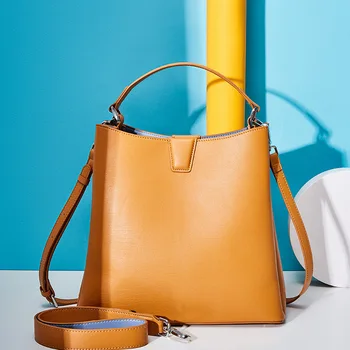 

Women Handbags Winter Fashion Cow Leather Shoulder Bag Female Bucket Bags Soft Leather Women's Messenger Crossbody Bag LSH725