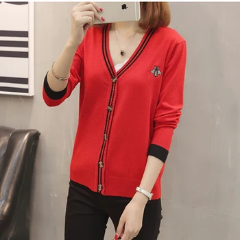 

2018 Autumn Knitted Cardigans Sweaters Fashion V-neck Single Breasted Long Sleeve Sweaters Coats Loose Cardigan Sweaters FP1220