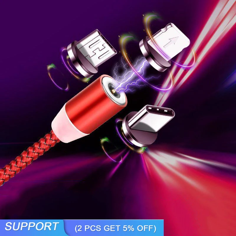 1 м 2 м Магнитный Micro USB кабель для iPhone samsung Android мобильный телефон Быстрая зарядка usb type C кабель магнит зарядное устройство провод