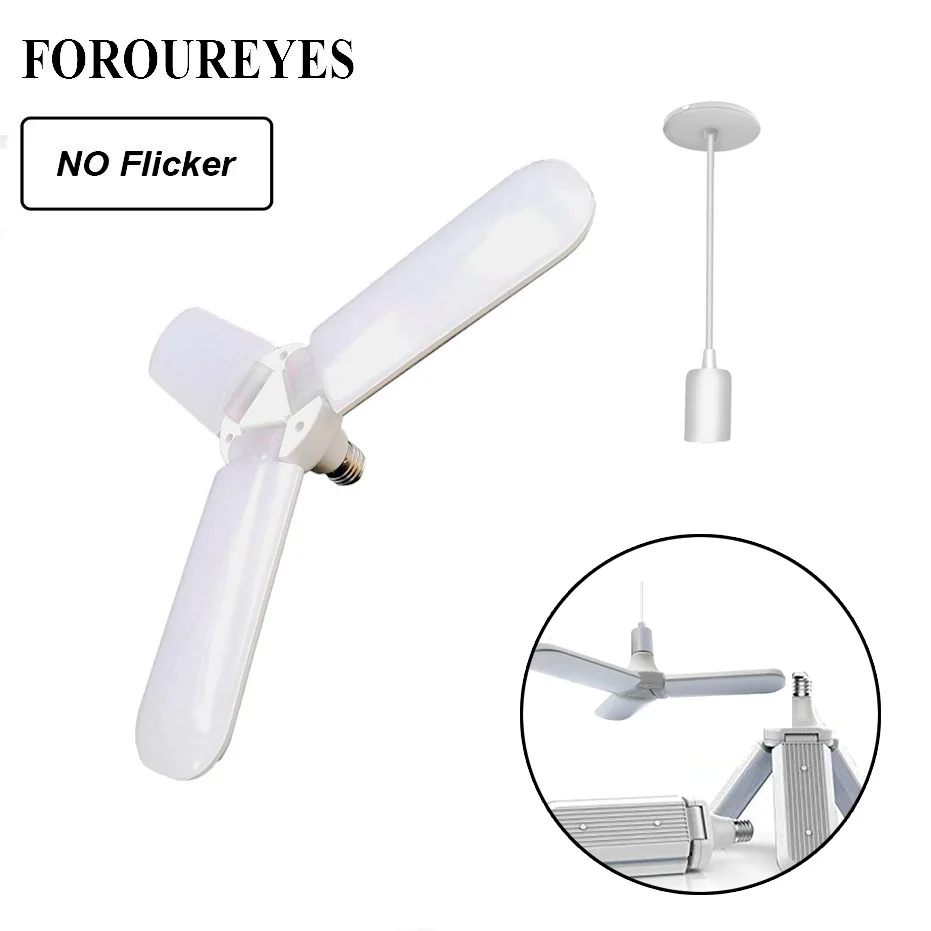 

45W LED Bulb With E27 Lamp Holder SMD2835 228leds Foldable Fan Blade Angle Adjustable Lamp Home Energy Saving Lights