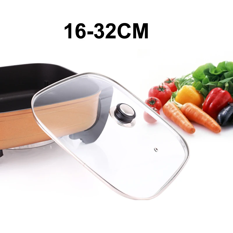 Square Universal Cover Thicken Tempered Glass Lid With Knob For Saucepan Cooking Pot Pan Skillet Wok Kitchen Cookware Parts | Дом и сад